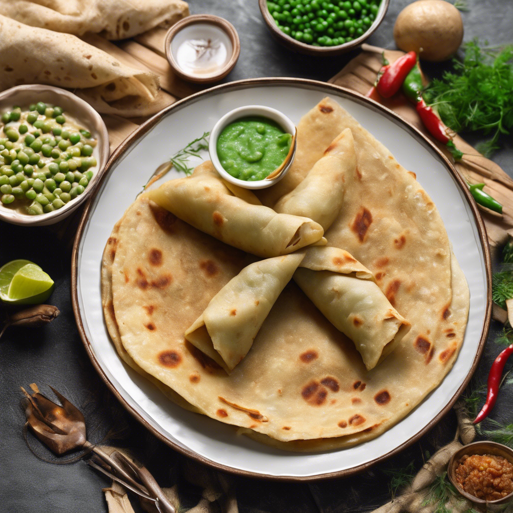 Spicy Stuffed Chapati with Potato and Peas